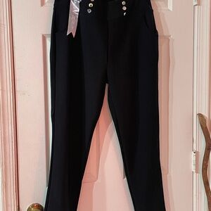 Valerie Bertinelli Black Pants with Silver Button Accents